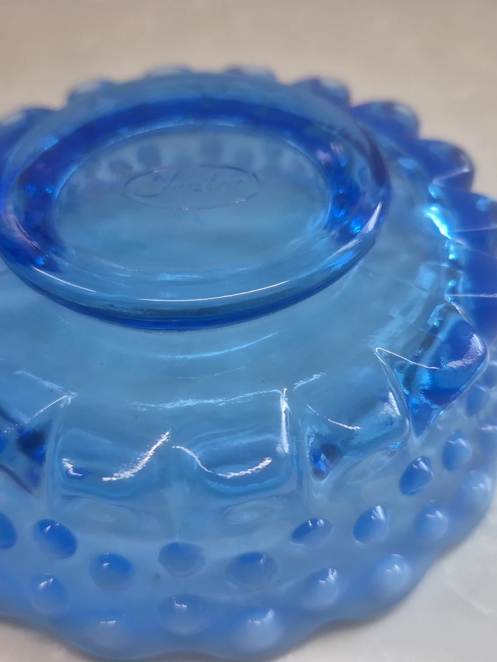 Vintage Fenton Blue Hobnail Glass Bowl